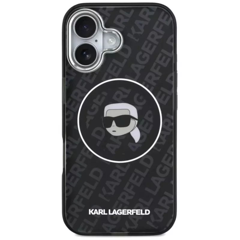 Karl Lagerfeld Capa de silicone com MagSafe KL Head Logo para Apple iPhone 17 preto