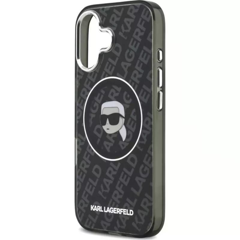 Karl Lagerfeld Capa de silicone com MagSafe KL Head Logo para Apple iPhone 17 preto