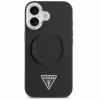 Guess Capa MagSafe PU Leather Triangle Logo para Apple iPhone 17 preto