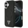 Guess Capa MagSafe PU Leather Triangle Logo para Apple iPhone 17 preto