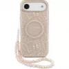 Guess Capa de silicone com MagSafe Flowers Allover com fita de pérolas para Apple iPhone 17 Air rosa