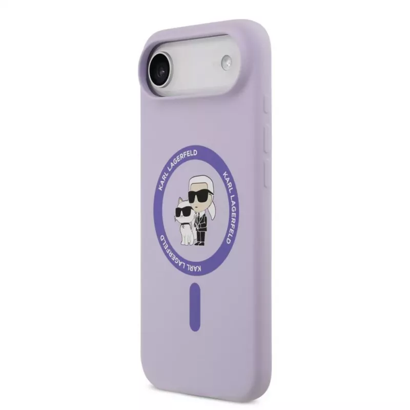 Karl Lagerfeld Apple iPhone Air Capa Liquid Silicone Karl and Choupette MagSafe Roxa