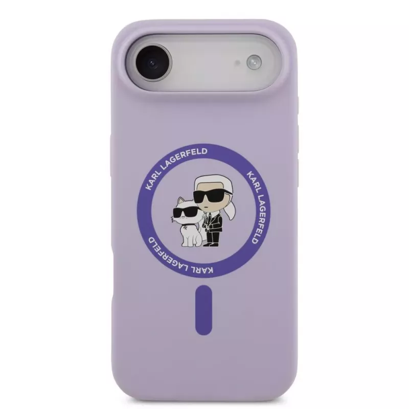 Karl Lagerfeld Apple iPhone Air Capa Liquid Silicone Karl and Choupette MagSafe Roxa