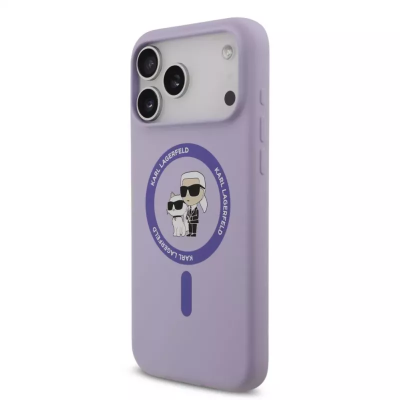 Karl Lagerfeld Apple iPhone 17 Pro Max Capa Liquid Silicone Karl and Choupette MagSafe Roxa