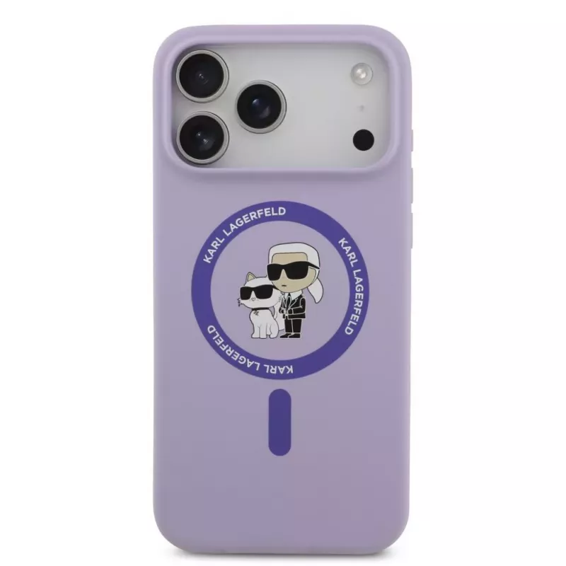 Karl Lagerfeld Apple iPhone 17 Pro Max Capa Liquid Silicone Karl and Choupette MagSafe Roxa