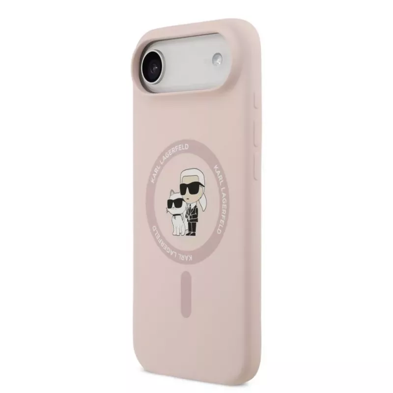 Karl Lagerfeld Liquid Silicone Karl and Choupette Capa MagSafe para iPhone Air, rosa