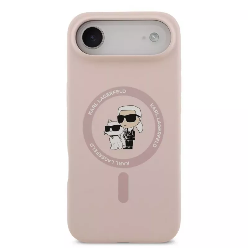 Karl Lagerfeld Liquid Silicone Karl and Choupette Capa MagSafe para iPhone Air, rosa