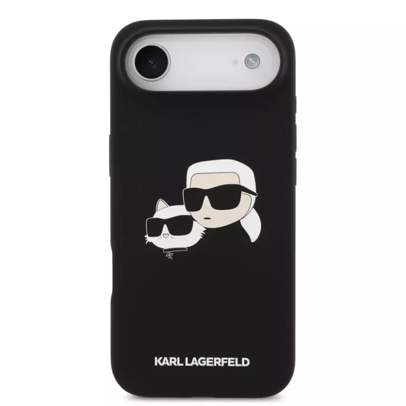 Capa MagSafe Double Heads em silicone líquido Karl Lagerfeld para Apple iPhone Air, preta