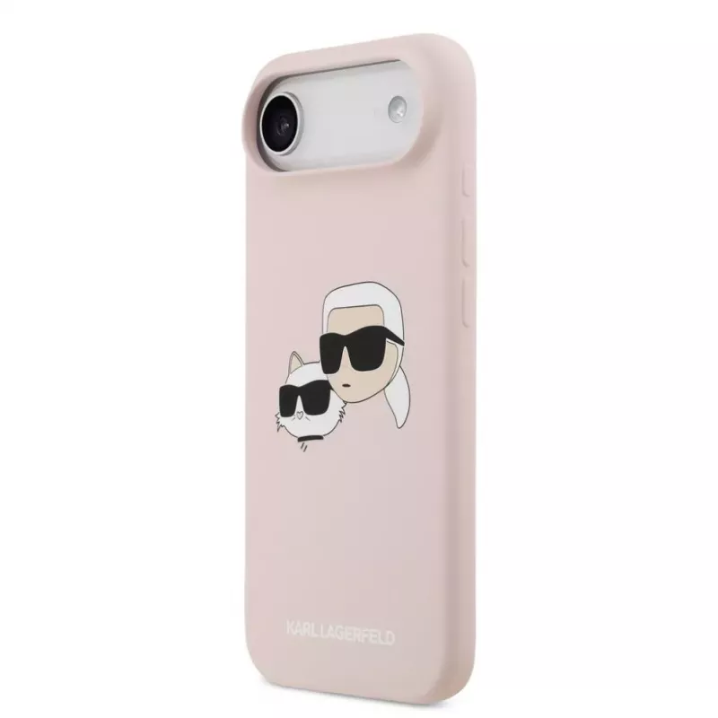 Capa MagSafe Double Heads em silicone líquido Karl Lagerfeld para Apple iPhone Air, rosa