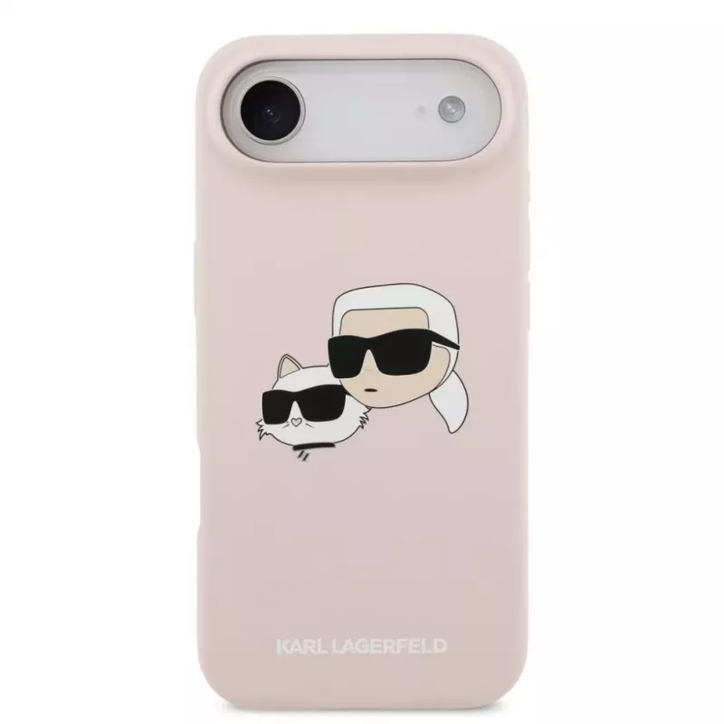 Capa MagSafe Double Heads em silicone líquido Karl Lagerfeld para Apple iPhone Air, rosa