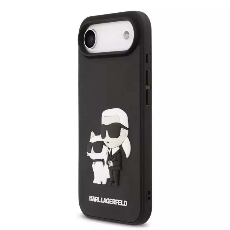 Karl Lagerfeld 3D Rubber Karl and Choupette Capa para iPhone Air, preta