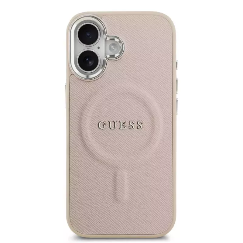 Capa MagSafe Guess em PU Saffiano para Apple iPhone 17, rosa
