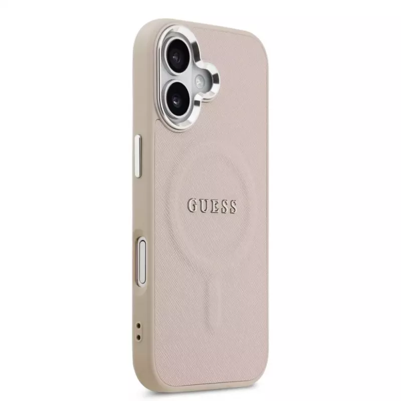 Capa MagSafe Guess em PU Saffiano para Apple iPhone 17, rosa