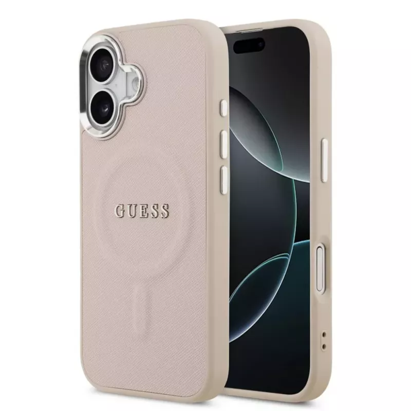 Capa MagSafe Guess em PU Saffiano para Apple iPhone 17, rosa