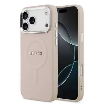 Capa em silicone com MagSafe Classic Logo Guess para Apple iPhone 17 Pro, rosa