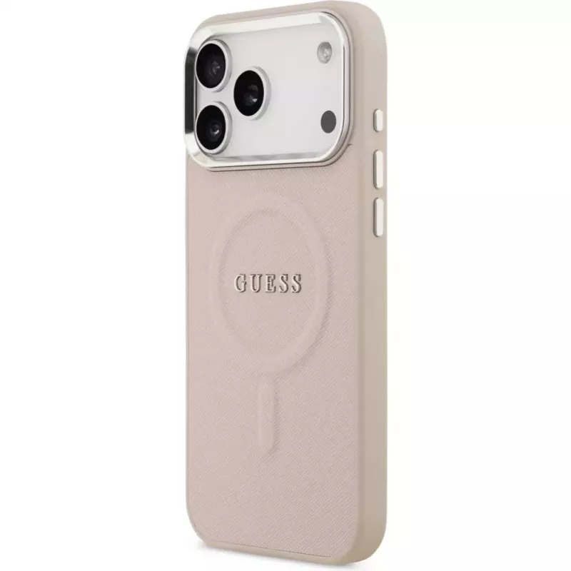 Capa em silicone com MagSafe Classic Logo Guess para Apple iPhone 17 Pro Max, rosa