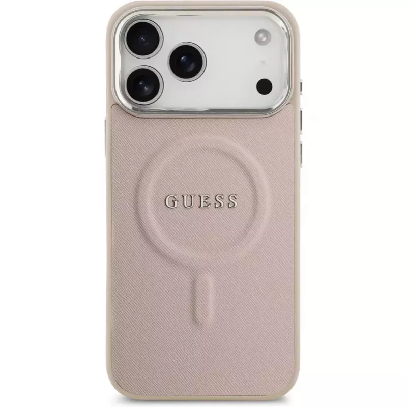 Capa em silicone com MagSafe Classic Logo Guess para Apple iPhone 17 Pro Max, rosa