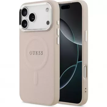 Capa em silicone com MagSafe Classic Logo Guess para Apple iPhone 17 Pro Max, rosa