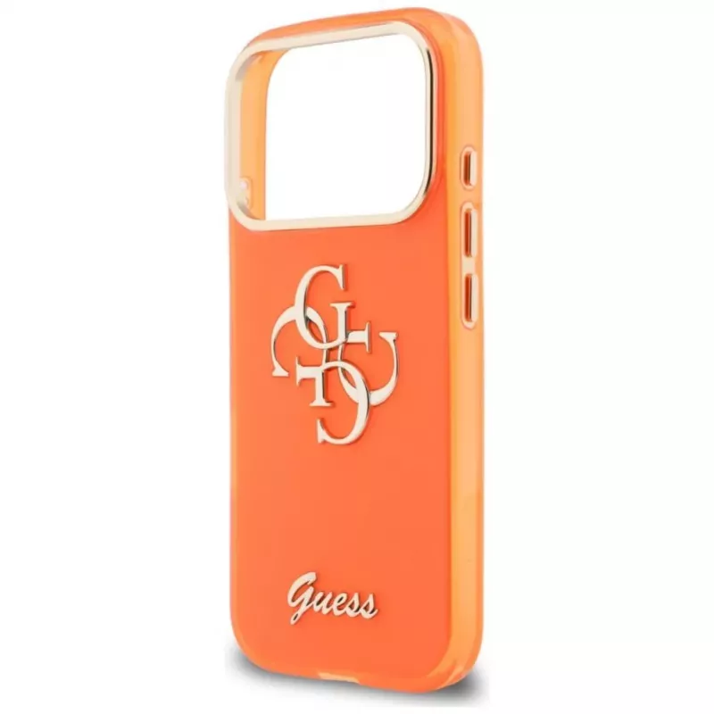 Guess IML 4G Script Metal Capa para iPhone 17 Pro, laranja