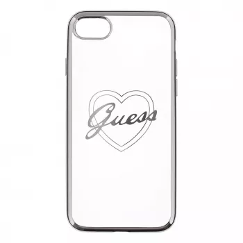 Capa TPU Heart Guess para Apple iPhone 7 / 8, prateada