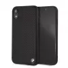 Capa rígida em pele perfurada BMW para Apple iPhone XR, preta