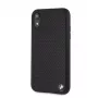 Capa rígida em pele perfurada BMW para Apple iPhone XR, preta
