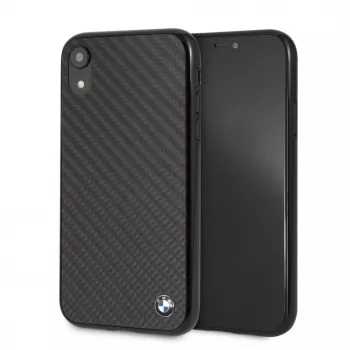 Capa rígida Signature BMW em carbono verdadeiro para Apple iPhone XR, preta