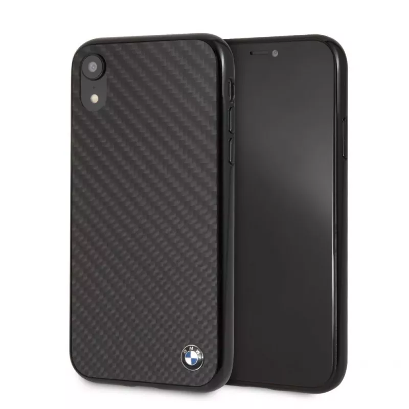 Capa rígida Signature BMW em carbono verdadeiro para Apple iPhone XR, preta