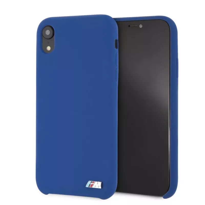 Capa rígida em silicone BMW para Apple iPhone XR, azul-marinho
