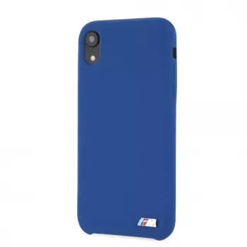 Capa rígida em silicone BMW para Apple iPhone XR, azul-marinho