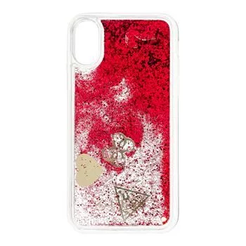 Capa Glitter Hearts Guess para Apple iPhone X/XS, framboesa