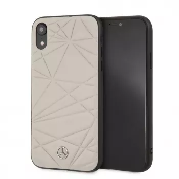 Capa rígida Twister em pele genuína Mercedes-Benz para Apple iPhone XR, cinzenta