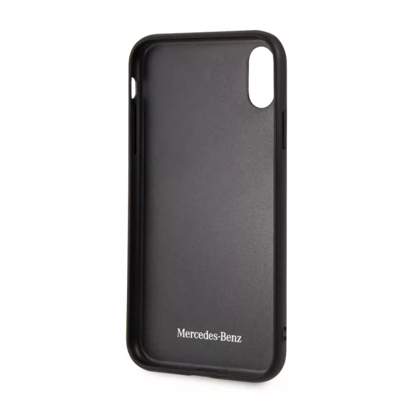 Capa rígida Twister em pele genuína Mercedes-Benz para Apple iPhone XR, cinzenta