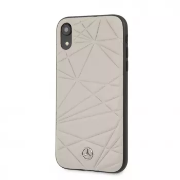 Capa rígida Twister em pele genuína Mercedes-Benz para Apple iPhone XR, cinzenta