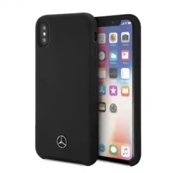 Capa em silicone líquido Mercedes-Benz para Apple iPhone XR, preta