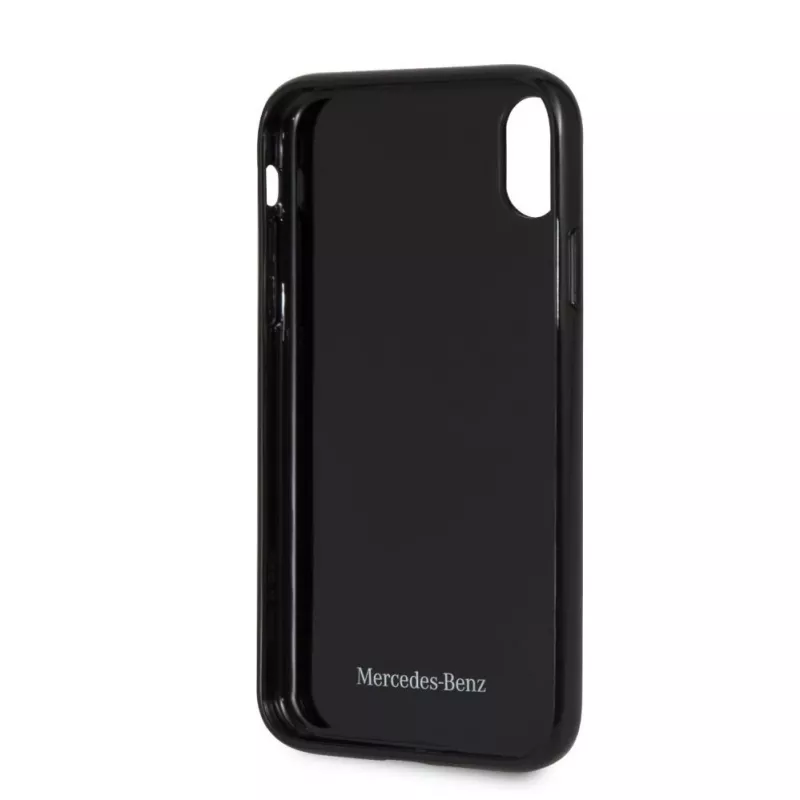 Capa rígida Mercedes-Benz em fibra de carbono verdadeira para Apple iPhone XR, preta