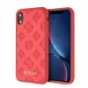 Capa rígida em pele PU Debossed Guess para Apple iPhone XR, vermelho peónia
