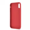 Capa rígida em pele PU Debossed Guess para Apple iPhone XR, vermelho peónia