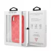 Capa rígida em pele PU Debossed Guess para Apple iPhone XR, vermelho peónia