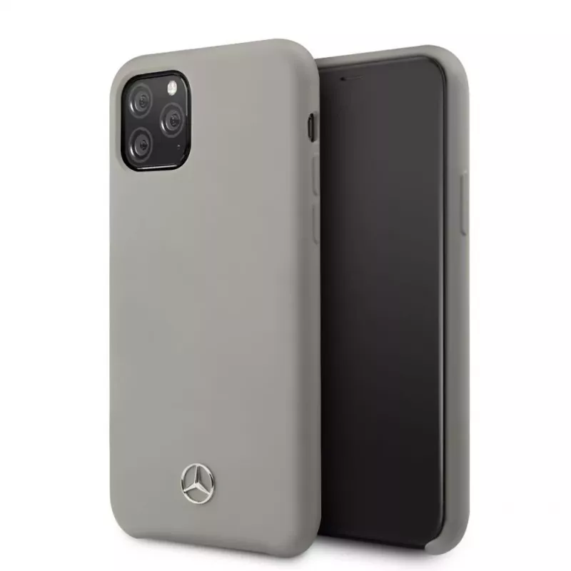 Capa em silicone líquido Mercedes-Benz para Apple iPhone 11 Pro, cinzenta