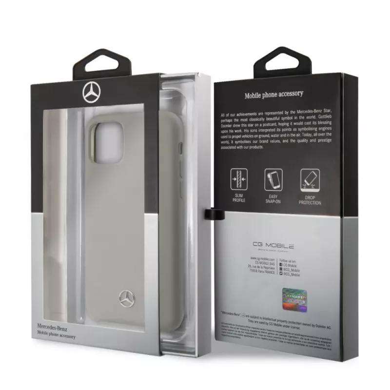 Capa em silicone líquido Mercedes-Benz para Apple iPhone 11 Pro, cinzenta
