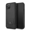 Capa rígida em pele com perfuração Mercedes-Benz para Apple iPhone 11 Pro, preta