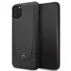 Capa rígida em pele com perfuração Mercedes-Benz para Apple iPhone 11 Pro Max, preta