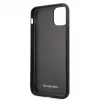 Capa rígida em pele com perfuração Mercedes-Benz para Apple iPhone 11 Pro Max, preta