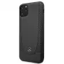 Capa rígida em pele com perfuração Mercedes-Benz para Apple iPhone 11 Pro Max, preta