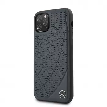 Capa Quilted em pele genuína Mercedes-Benz para Apple iPhone 11 Pro, azul