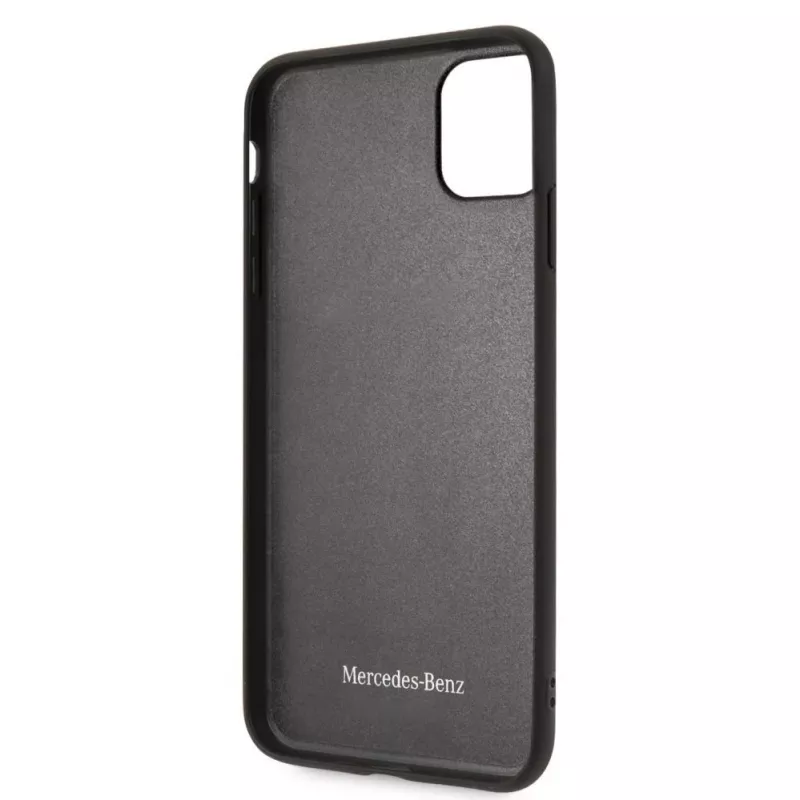 Capa traseira Quilted em pele genuína Mercedes-Benz para Apple iPhone 11 Pro Max, azul