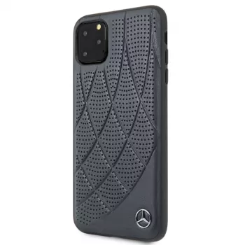 Capa traseira Quilted em pele genuína Mercedes-Benz para Apple iPhone 11 Pro Max, azul