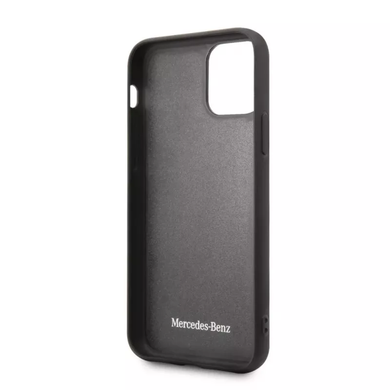 Capa rígida em pele carbono Mercedes-Benz para Apple iPhone 11, preta
