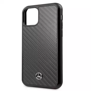 Capa rígida em pele carbono Mercedes-Benz para Apple iPhone 11 Pro Max, preta
